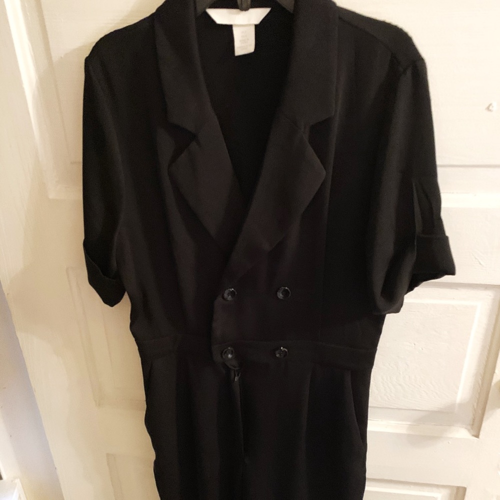 H&M silky black four button jumpsuit